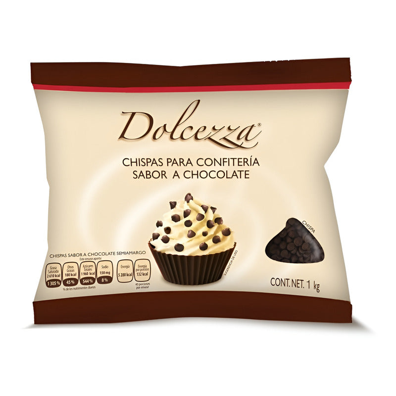 Chips Sabor Chocolate Semiamargo 1kg Marca Dolcezza.