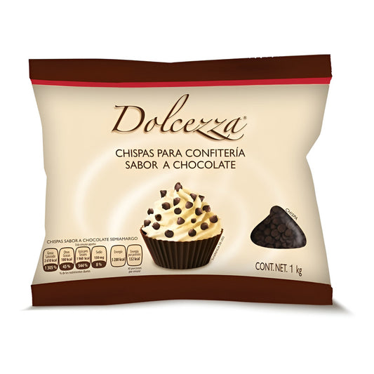 Chips Sabor Chocolate Semiamargo 1kg Marca Dolcezza.