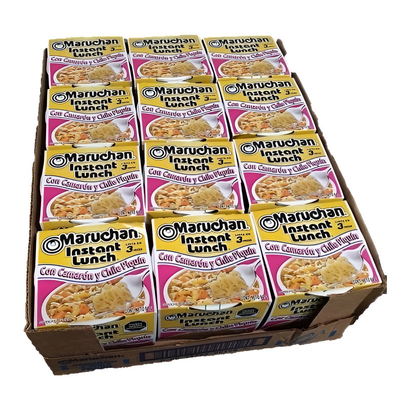 Caja Sopa Instantánea Maruchan Camarón Y Chile Piquín 12 Pz