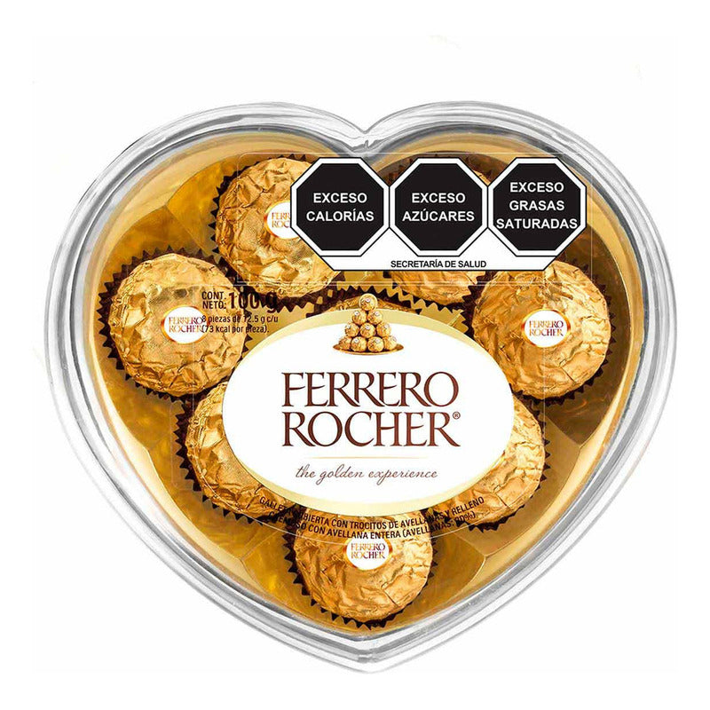 Chocolates Ferrero Rocher 8 Piezas Caja Corazon 100 Gr