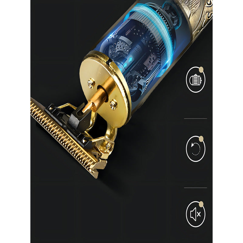 Rasuradora Eléctrica Dorada Dragon Acero Inoxidable Usb 4 Peines Dorado