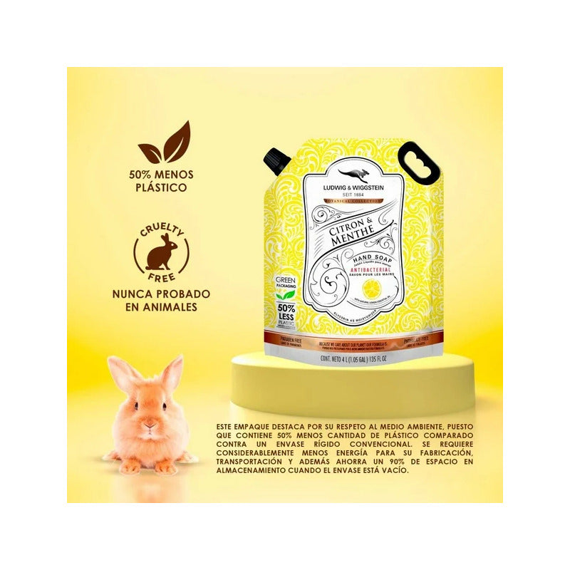 Jabon Liquido Para Manos Limon Menta Ludwig & Wiggstein 4 L