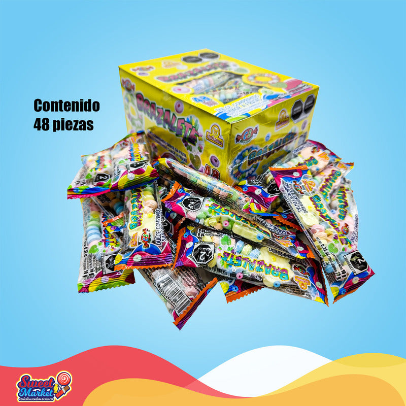 Las Delicias Brazalete Dulce Sabor Frutal 48 Piezas Display 480g