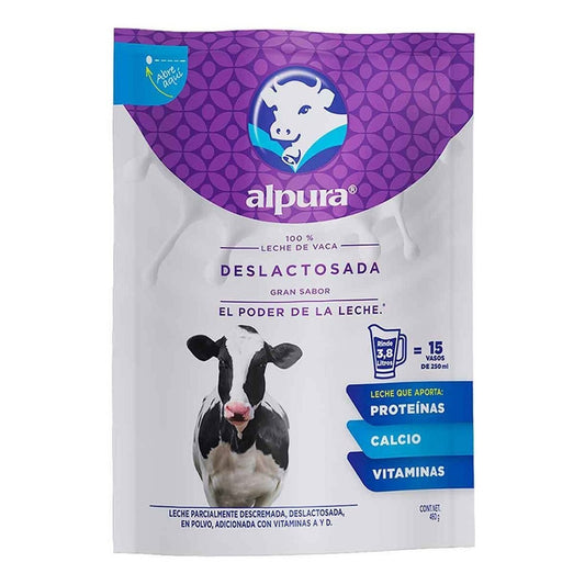 Leche En Polvo Alpura Deslactosada 460g Para 3.8ltr