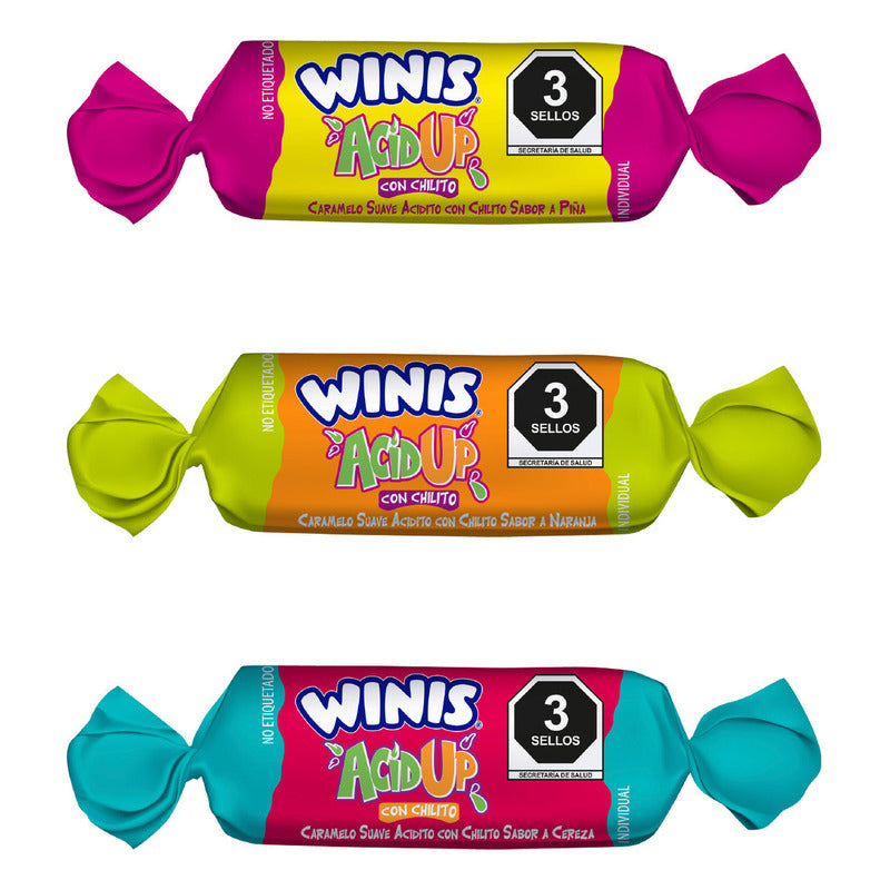 Dulces Winis Acid Up 100pz Caramelos Suaves Aciditos 100 Unidades