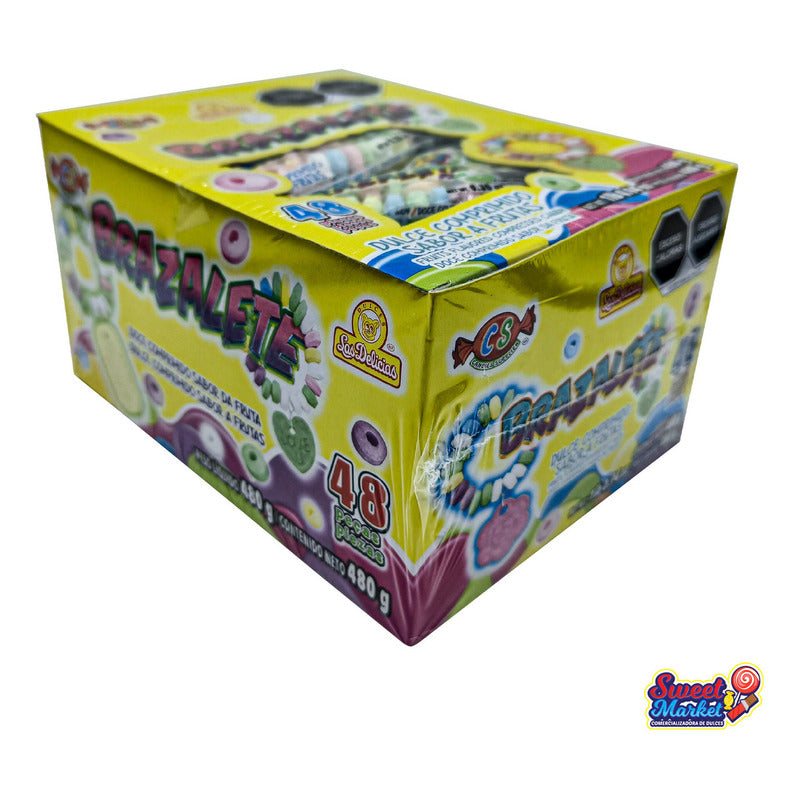 Las Delicias Brazalete Dulce Sabor Frutal 48 Piezas Display 480g
