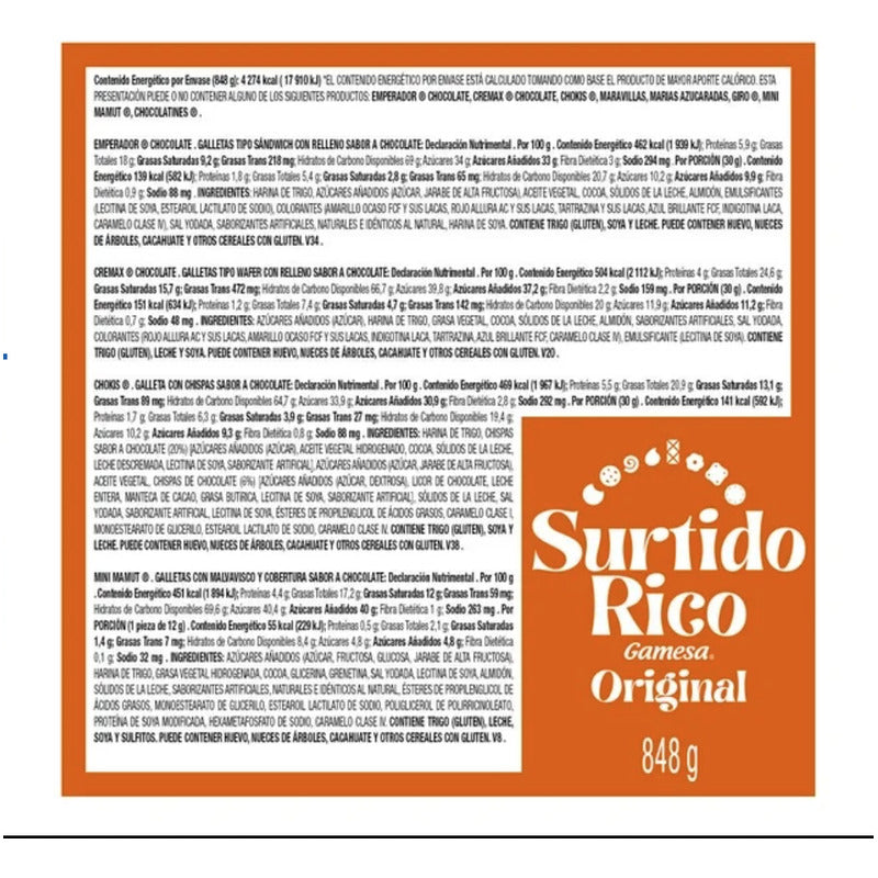 Galletas Surtido Rico Gamesa 848 Gr Cremax Mamut Chokis - Eurotruck Mexico