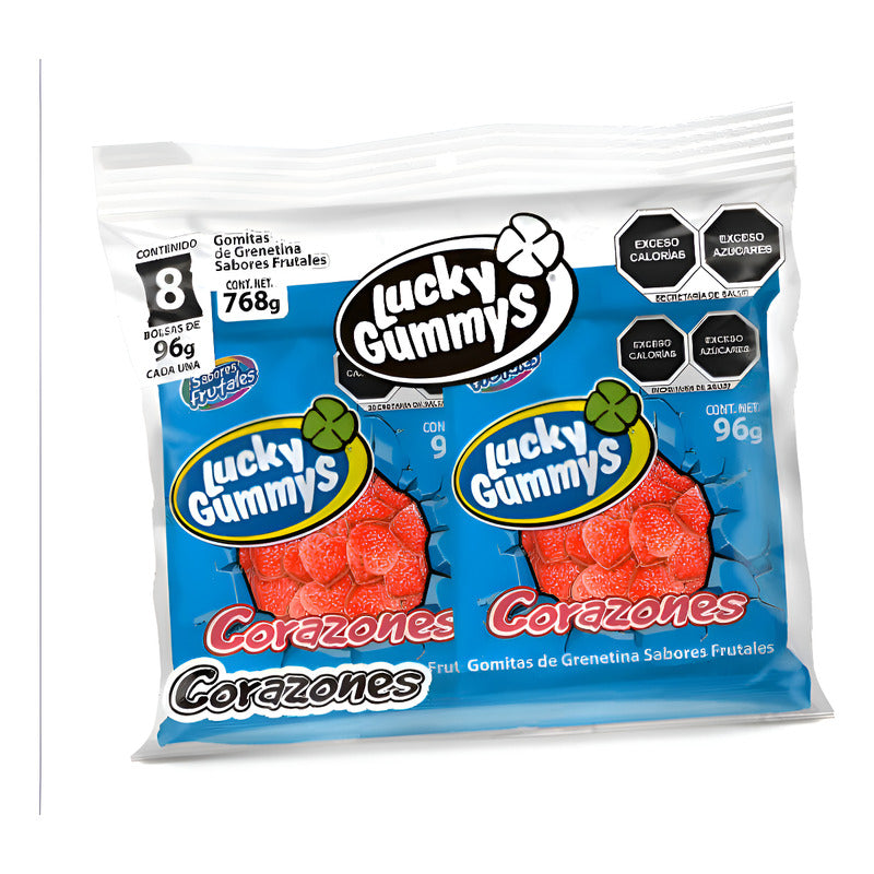 Lucky Gummys Corazones Gomitas Paquete De 8 Pz De 96g C/u