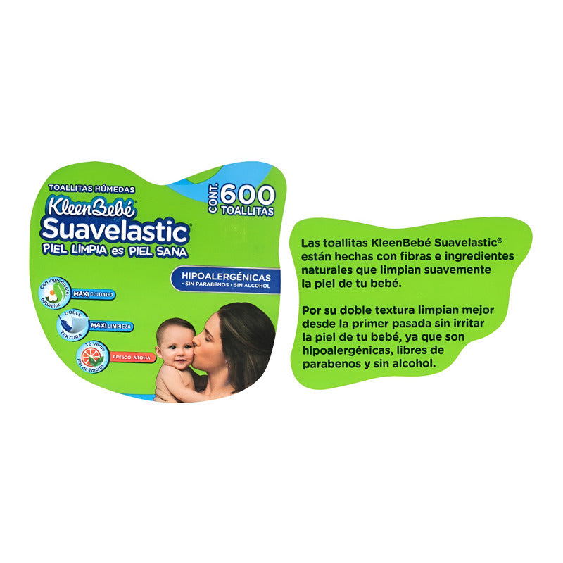 Toallitas Húmedas Kleenbebé Suavelastic Aroma Manzana 600pz