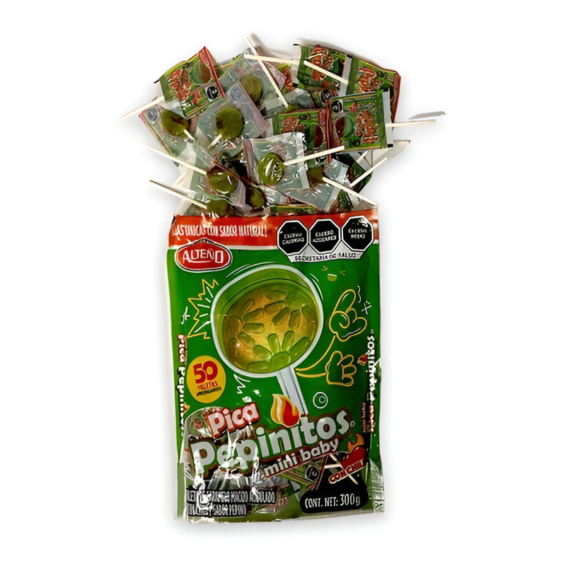 Paleta Pepino Con Chile Mini Baby Alteno Pack 50 Piezas