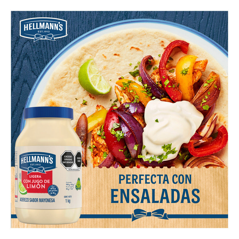 Mayonesa Hellmanns Ligera Con Jugo De Limon 1 Kg