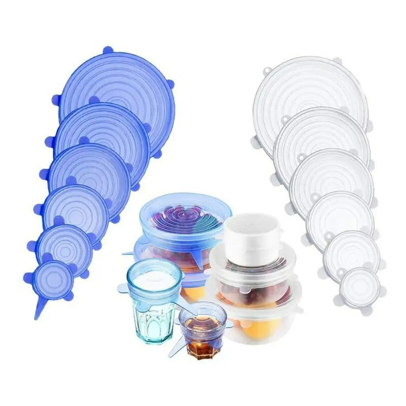 Tapas Elasticas Silicona Reutilizables Ajustable 6 Pz Comida
