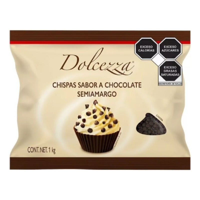 Chips Sabor Chocolate Semiamargo 1kg Marca Dolcezza.