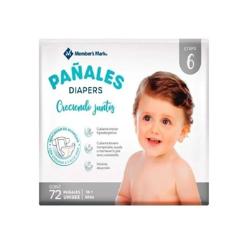 Pañales Unisex Etapa 6 Members Mark 72 Pzas Etapa 6