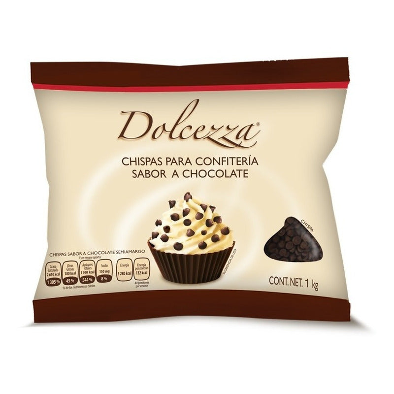 Chips Sabor Chocolate Semiamargo 1kg Marca Dolcezza.
