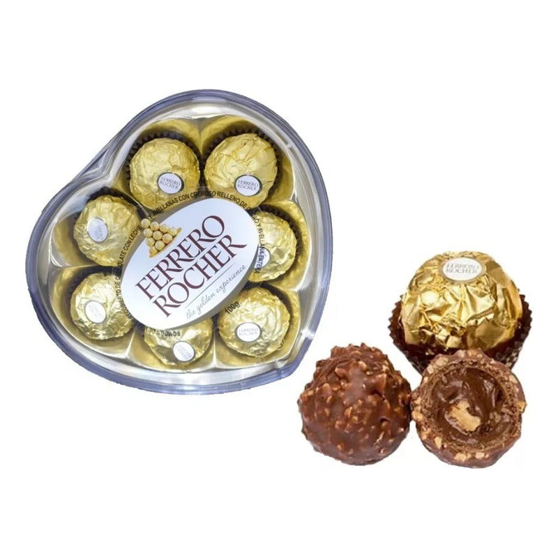 Chocolates Ferrero Rocher 8 Piezas Caja Corazon 100 Gramos