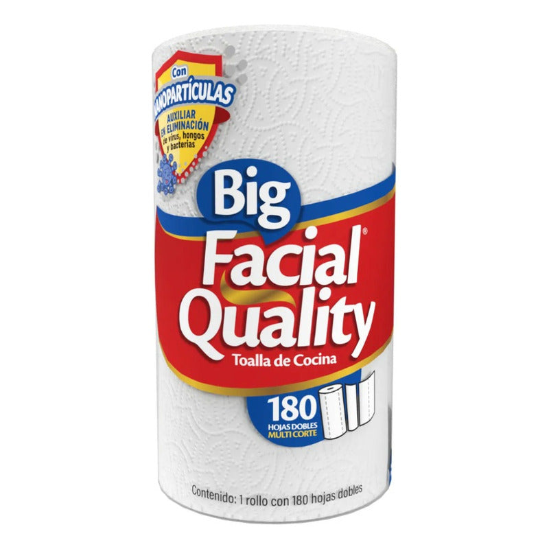 Big Facial Quality Toalla Cocina 180 Hojas Dobles Multicorte Blanco