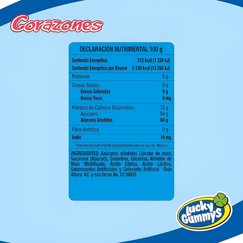 Lucky Gummys Corazones Gomitas Paquete De 8 Pz De 96g C/u