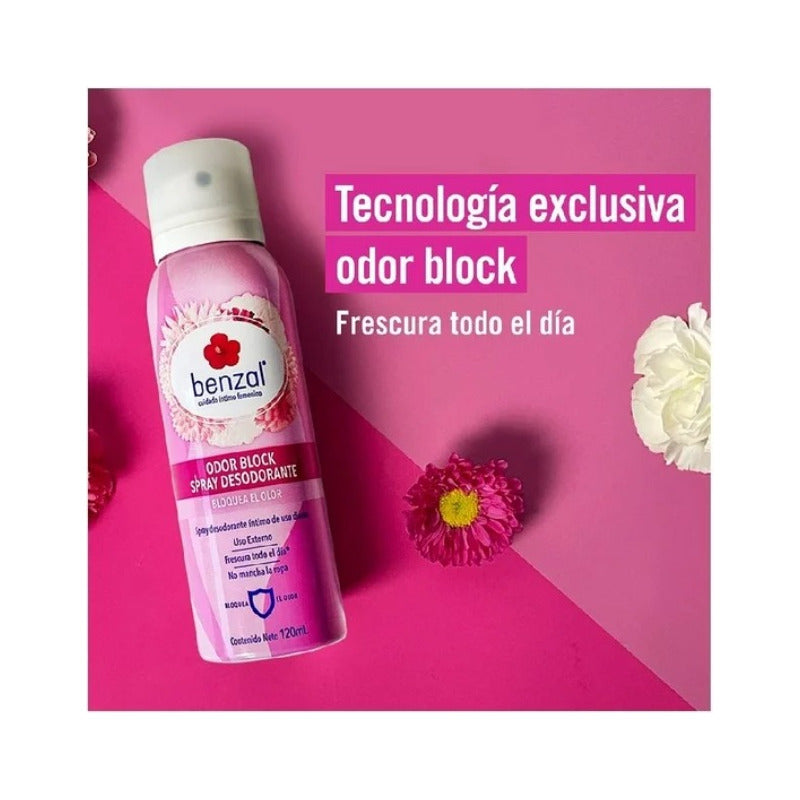 Desodorante Íntimo Benzal Odor Block En Spray De 120ml Floral