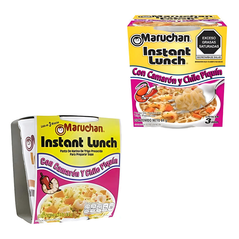 Caja Sopa Instantánea Maruchan Camarón Y Chile Piquín 12 Pz