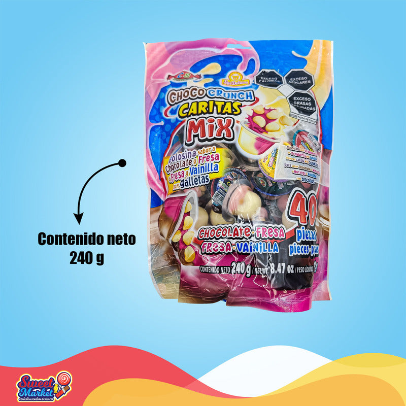 Choco Crunch Caritas Mix 40pzs Las Delicias