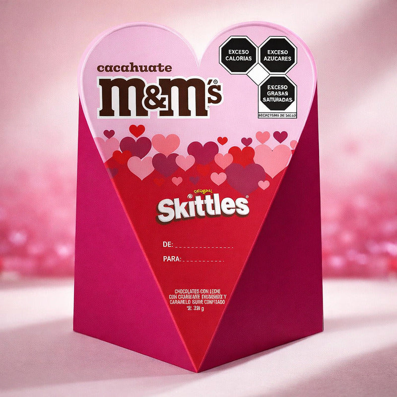 Caja De Chocolates M&ms Skittles Pack Corazon Valentine 234g