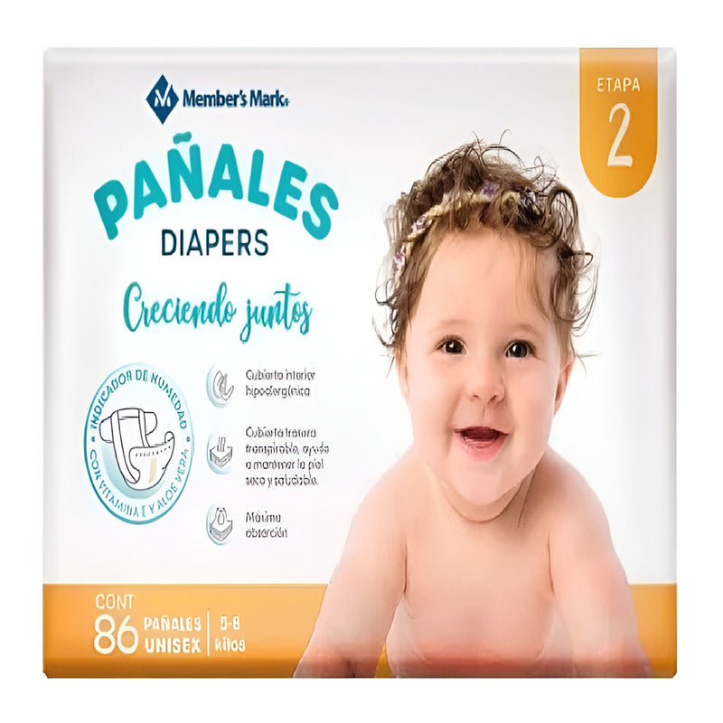 Pañales Unisex Etapa 2 Members Mark 86 Pzas Sin Género