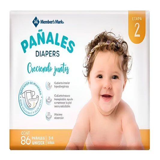 Pañales Unisex Etapa 2 Members Mark 86 Pzas Sin Género