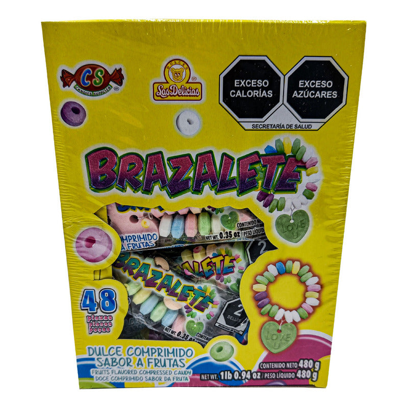 Las Delicias Brazalete Dulce Sabor Frutal 48 Piezas Display 480g