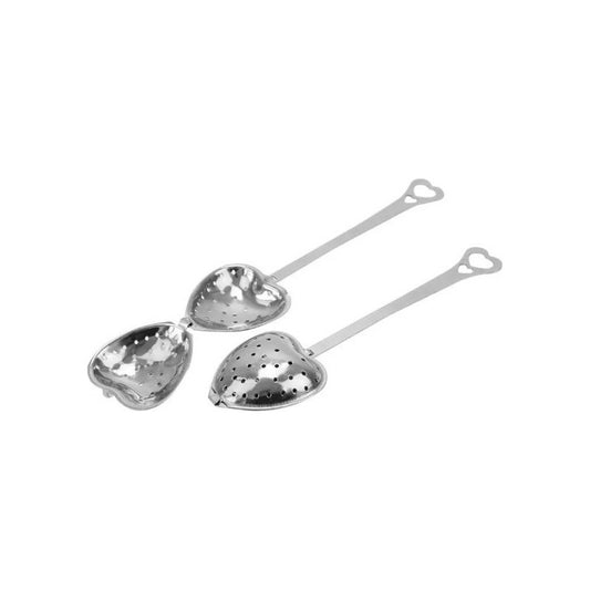 10 Infusor De Te Corazon De Metal Con Palo Inox #51 Color Gris