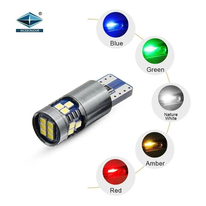 Par Foco Luz Led T10 Pellizco Canbus Iluminacion W5w 18smd
