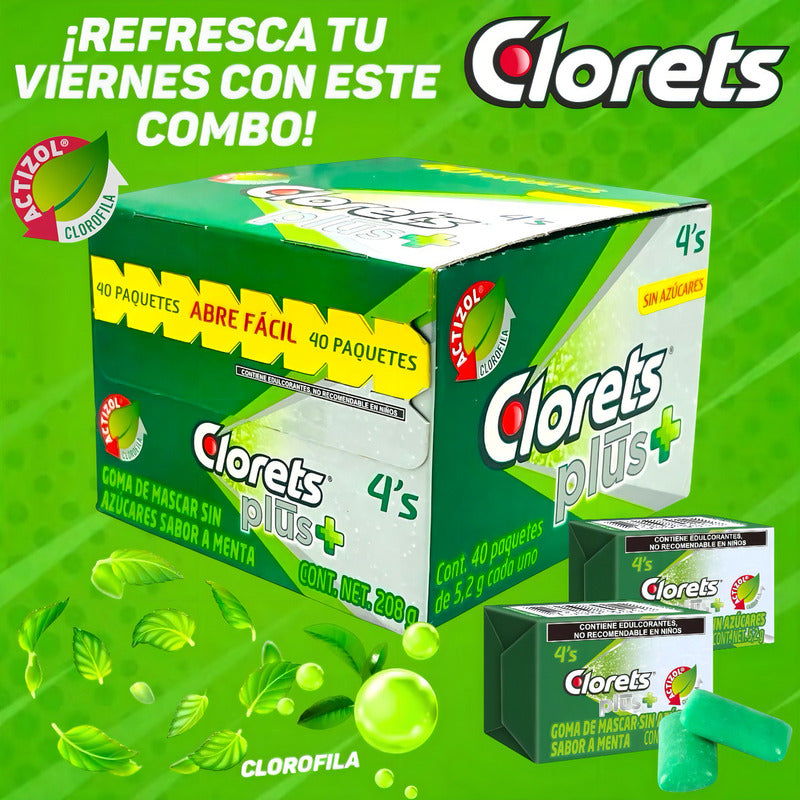 Chicles Clorets 4's Plus 40pzs Sin Azucar - Eurotruck Mexico