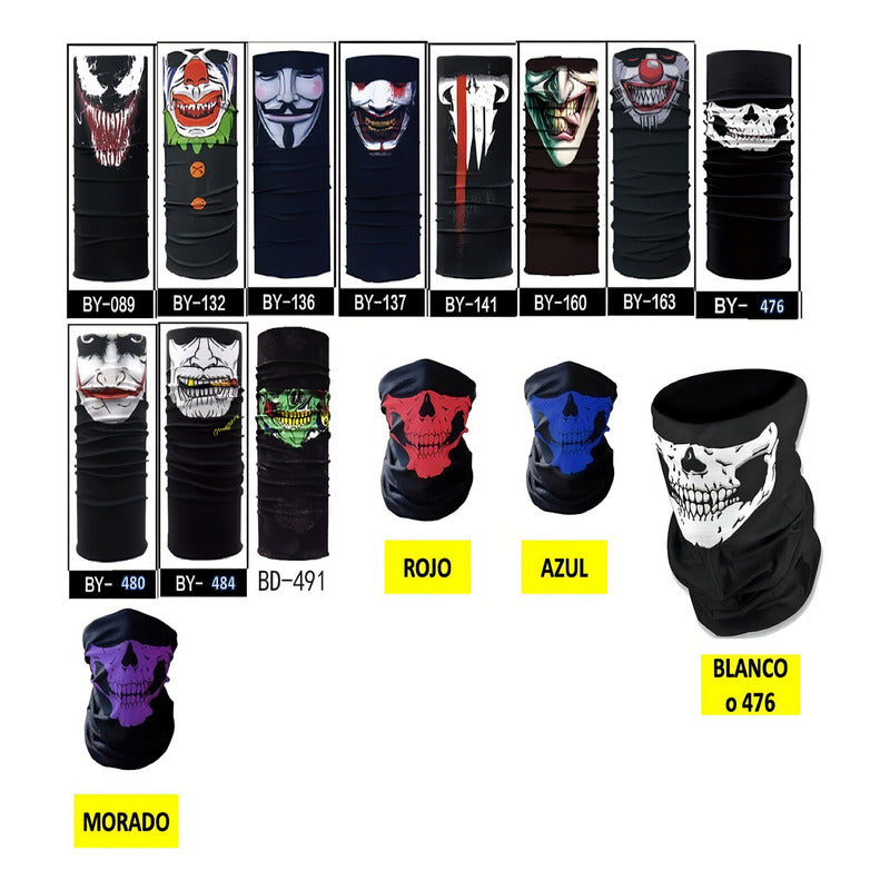 30 Bandana Mascara Bufanda Moto Incluido +180 Modelos Color Multicolor - Eurotruck Mexico