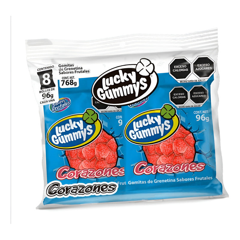 Lucky Gummy Corazones Gomitas De Grenetina Paquete De 8 Pz De 96g C/u
