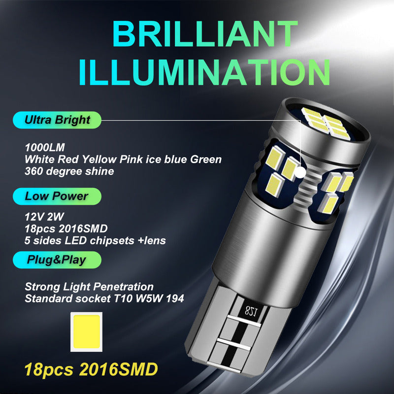 Par Fotos Pellizco T10 Hiper Led Auto Moto Canbus Blanco