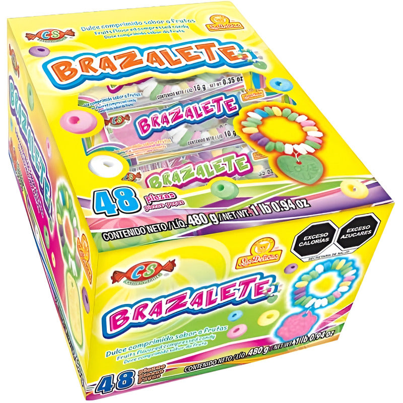 Las Delicias Brazalete Dulce Sabor Frutal 48 Piezas Display 480g