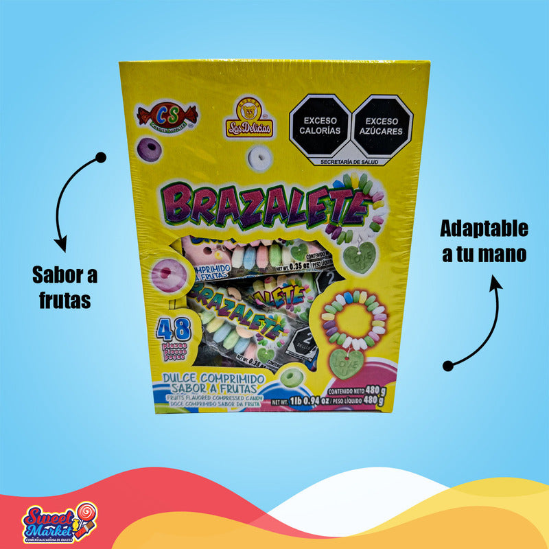 Las Delicias Brazalete Dulce Sabor Frutal 48 Piezas Display 480g