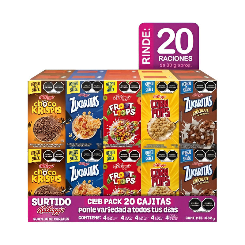 Cereales Surtidos Kellogg's 20 Cajitas Club Pack De 612 gramos - Eurotruck Mexico