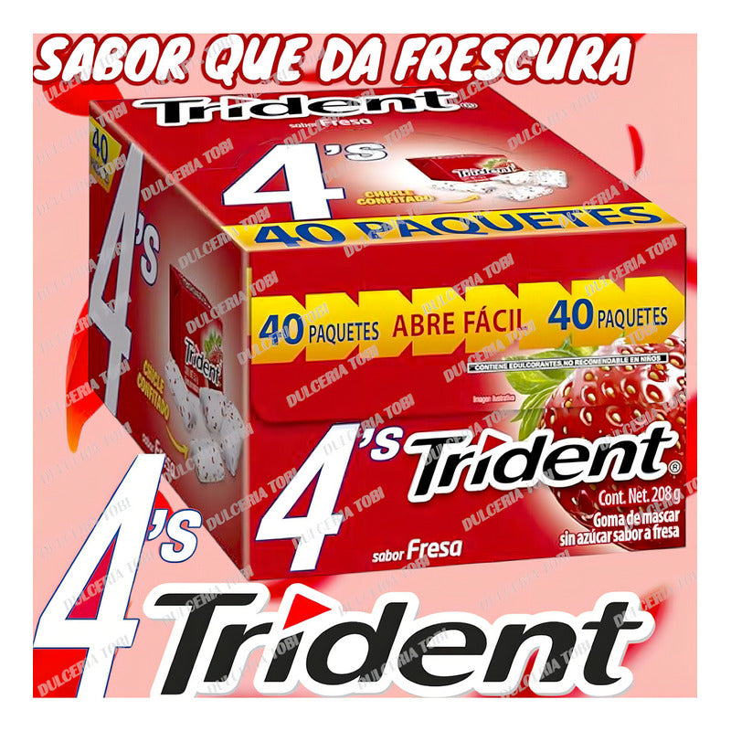 Goma De Mascar Chicle Trident White 4's Fresa Con 40 Piezas - Eurotruck Mexico