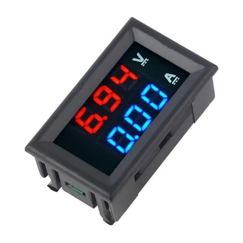Mini Voltimetro Digital Led Dc Pantalla Dual Rojo Azul Amp