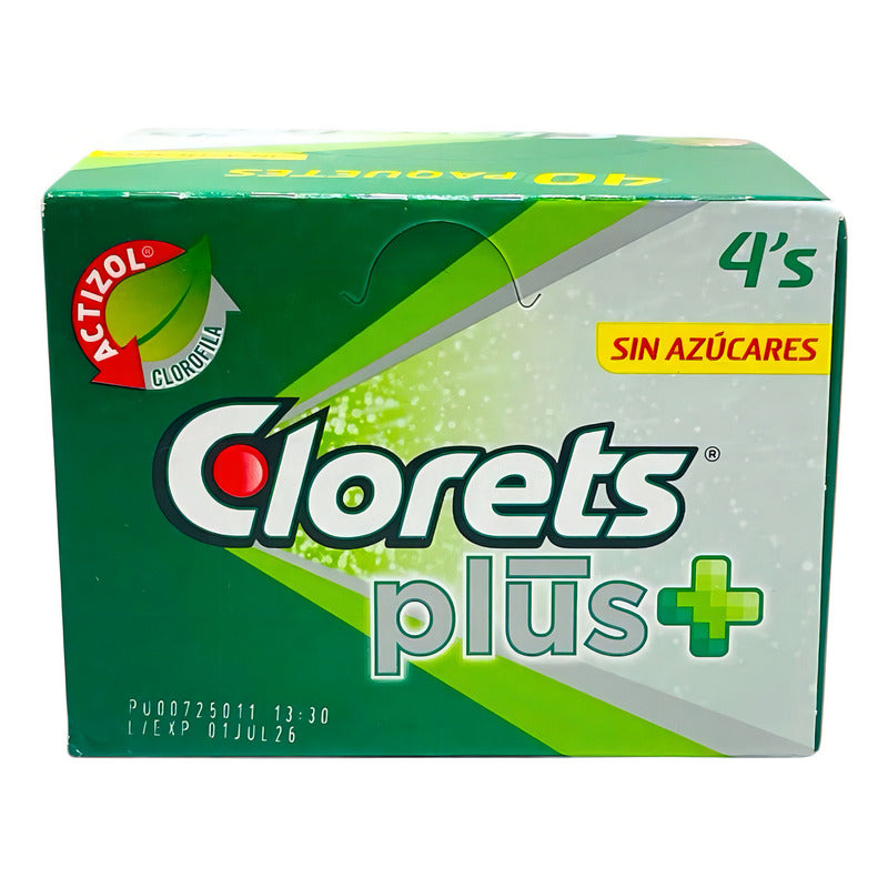Chicles Clorets 4's Plus 40pzs Sin Azucar - Eurotruck Mexico