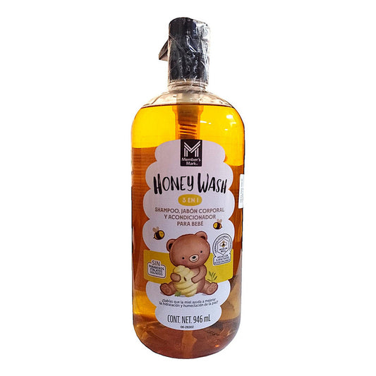 Shampoo Honey Wash Para Bebe 3 En 1 Members Mark 946 Ml