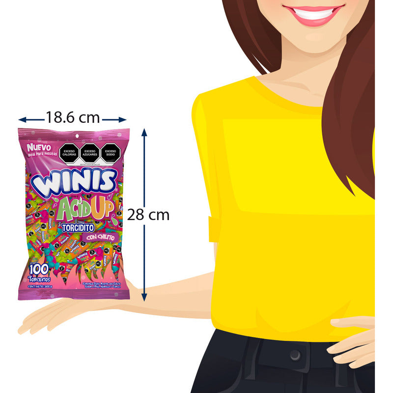 Dulces Winis Acid Up 100pz Caramelos Suaves Aciditos 100 Unidades