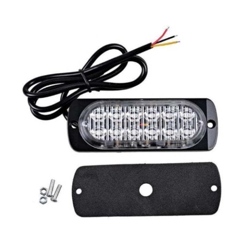 Lateral Faro 12 Led 4pz Barra Estrobo Patrulla 16 Funciones Multicolor