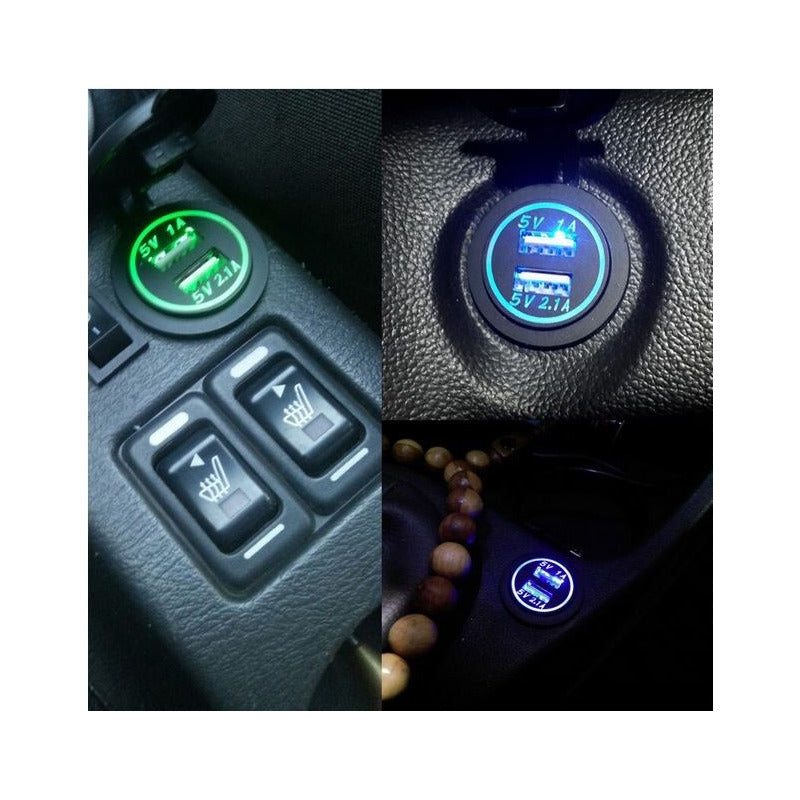 Cargador Usb Doble Led Moto Auto Celular Carga Rapida 50pz Blanco