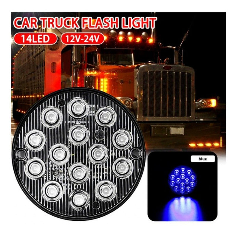 Lateral Barra Estrobo Alta Baja 14 Led 12 24v Redondo 1pz - Eurotruck Mexico