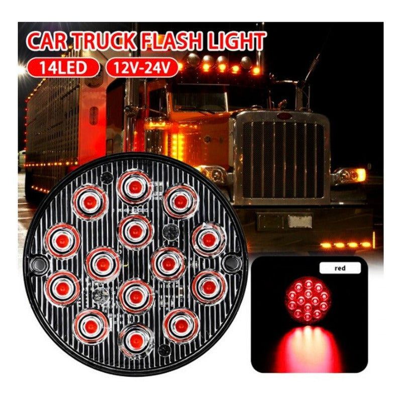 Lateral Barra Estrobo Alta Baja 14 Led 12 24v Redondo 1pz - Eurotruck Mexico