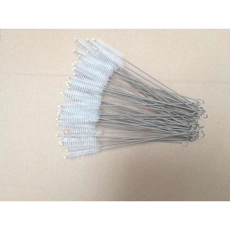 120 Cepillos 10mm X 24cm Limpiador Popote Metalico Plateado