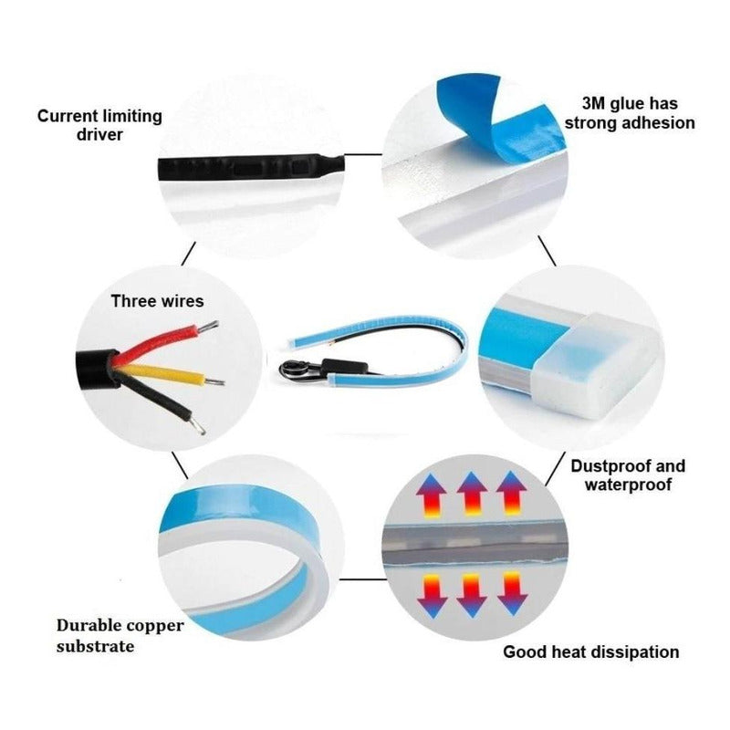 1 Par Tira Faro Audi Secuencial 60cm Jetta Vw Bmw Otros Autos Universal Drl - Eurotruck Mexico