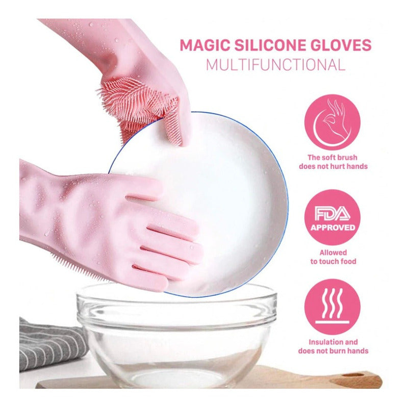 Guantes Para Lavar Trastes Cocina Silicona Limpieza 1 Par - Eurotruck Mexico